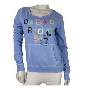 Disney Parks WMS MED Disneyland Resort 55 Mikey Mouse Blue Sweatshirt Pocket